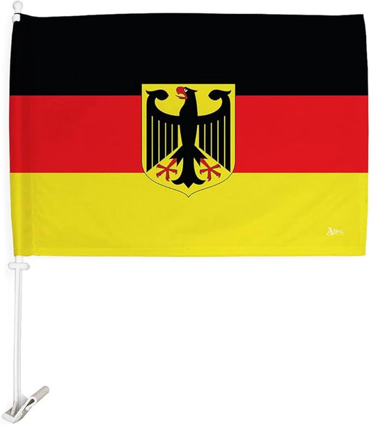 World Cup 2022 German Car Flag Bandera Para Carros De Germany Auto Decorations Small Banner For Window Clip Pole Accessories FIFA Sport Fans Outdoor Flags Trophy Game Football Soccer Gifts Made In USA