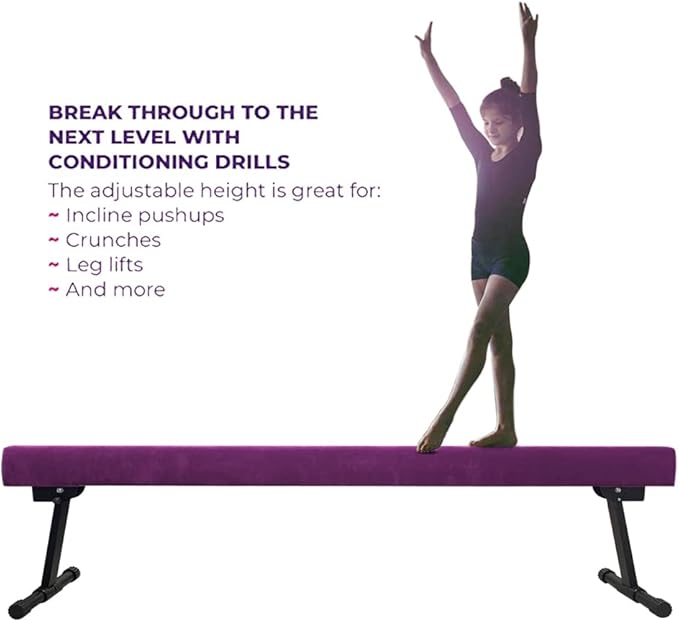 YANGG 6FT/8FT Gymnastic Balance Beam,Adjustable High and Low Level Floor Beam - Highly Stable - Gym Practice Training Equipment for Kids Children Girls Home