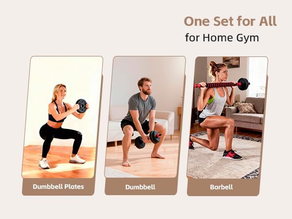 OLIXIS Adjustable Dumbbell Set, 4 IN 1 Changeable Dumbbells, Barbell, Kettlebells and Push Up Stand, Multi-Functional Exercise and Fitness for Home Gym