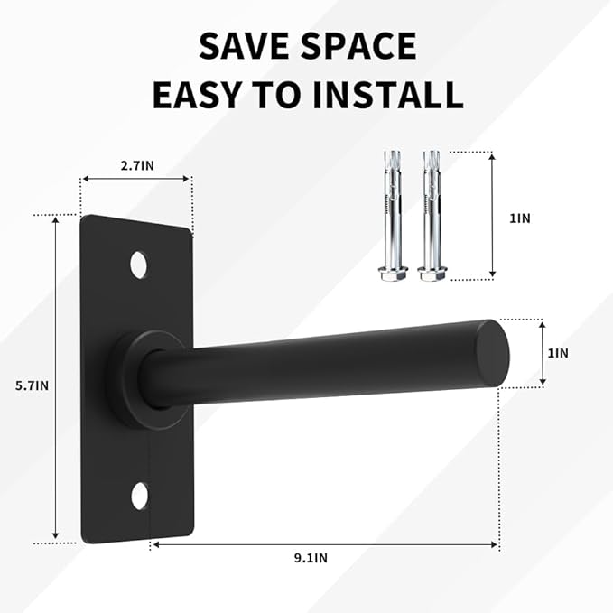 Wall Mounted Weight Plate Holder,Steel Bumper Plate Storage Rack with Screws and Thick Pad, Space Saving Holder for Home Gym,Max Weight Capacity 300 LBS