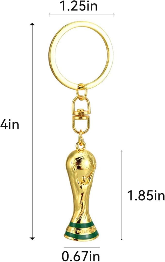 3 PCS 3D World Cup Trophy Golden Keychain Set Charm, Premium Zinc Alloy Football Fan Gift, Sports Event Keys for Backpacks, Bags, Fans & Collectors World Cup Souvenir
