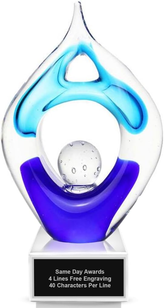 Hand-Blown Art Glass Award – Custom Engraved Elegant Award for Corporate, Sports Retirement Volunteer Recognition Leadership Personal Milestones Employee Gifts