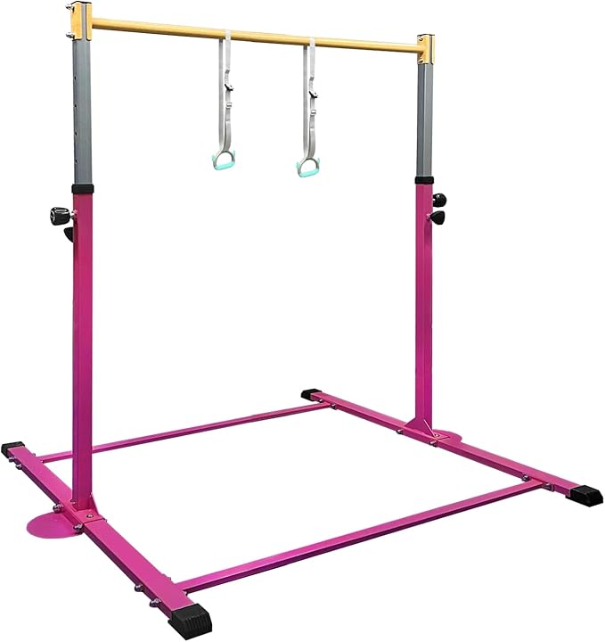 GLANT Gymnastic Kip Bar,Horizontal Bar for Kids Girls Junior,3' to 5' Adjustable Height,Home Gym Equipment,Ideal for Indoor and Home Training,1-4 Levels,300lbs Weight Capacity