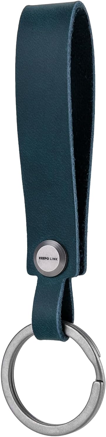 KEEPO LINK Leather Keychain Strap with Titanium Key Ring, Detachable Leather Key Chain Key Fob Holder for Men, OLM03
