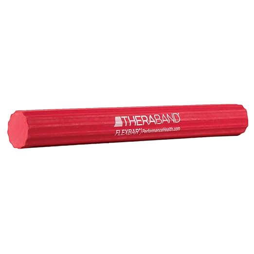 THERABAND FlexBar, Red, Light Level, Therapy Bar, Hand & Wrist Strength, Tennis & Golfer’s Elbow, Tendonitis, Rehab Tool for Grip Training and Pain Relief, Retail Packaging