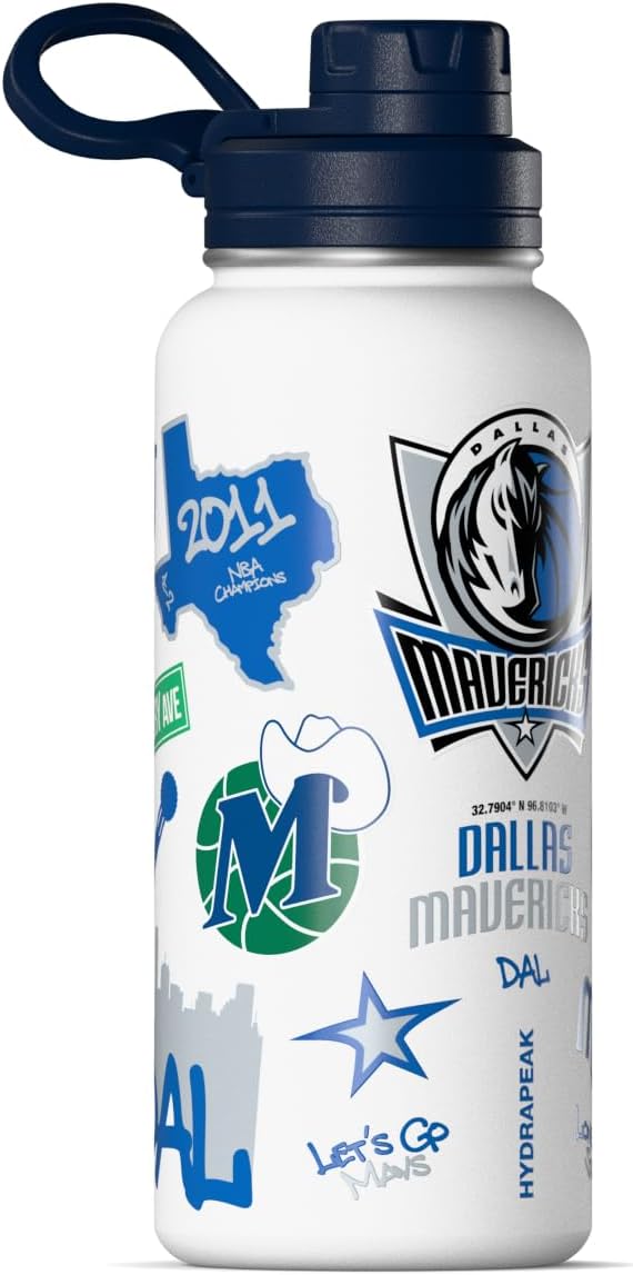 Hydrapeak x NBA Officially Licensed Dallas Mavericks 32 oz Active Water Bottle with Chug Lid Reusable Stainless Steel Double Wall Insulated Sports Gift, Celebrating The City Of Dallas