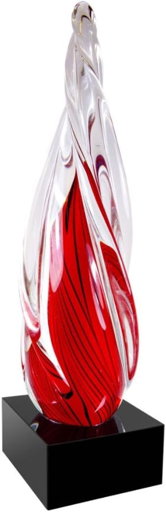 Hand-Blown Art Glass Award – Custom Engraved Elegant Award for Corporate, Sports Retirement Volunteer Recognition Leadership Personal Milestones Employee Gifts