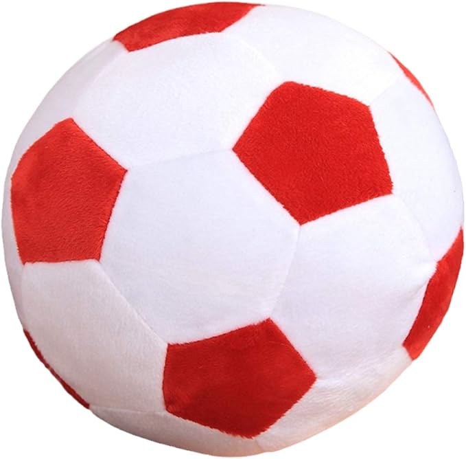 Plush Soccer Balls - Fluffy Stuffed Toy Soccer Ball Plush Pillow Soft Durable Stuff Soccerball Gift for Kids Boy Baby (Red - White,17.7inch/45cm)