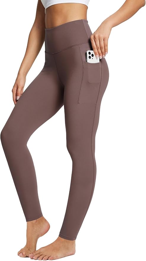 BALEAF Women's Leggings with Pockets Black Tummy Control Workout High Waisted Athletic 7/8 Ultra Soft Gym Yoga Ankle Pants
