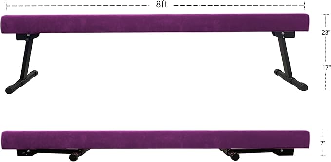 YANGG 6FT/8FT Gymnastic Balance Beam,Adjustable High and Low Level Floor Beam - Highly Stable - Gym Practice Training Equipment for Kids Children Girls Home