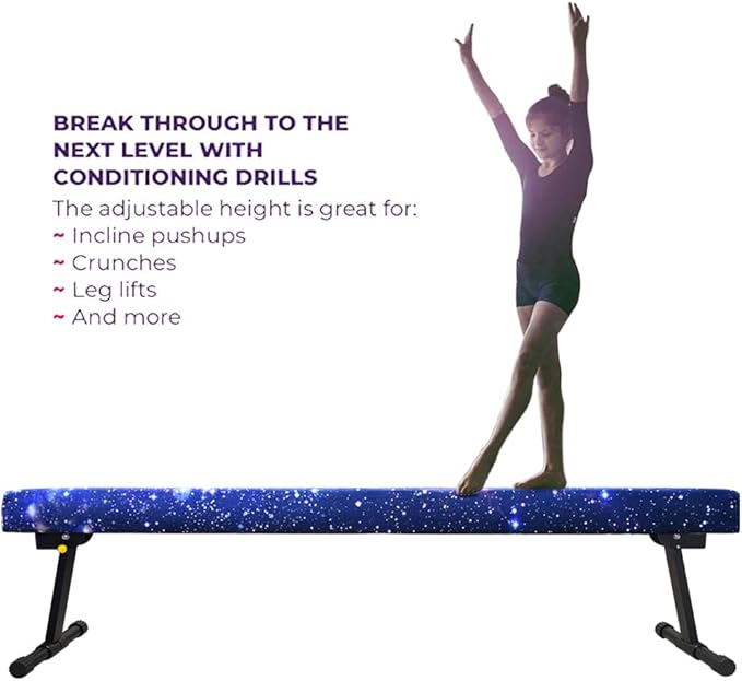 8FT Adjustable&Foldable Gymnastics Balance Beam,Home Gym Equipment,Easy Assembling and Storage,No Tool Require,for Kids Children Girls Training