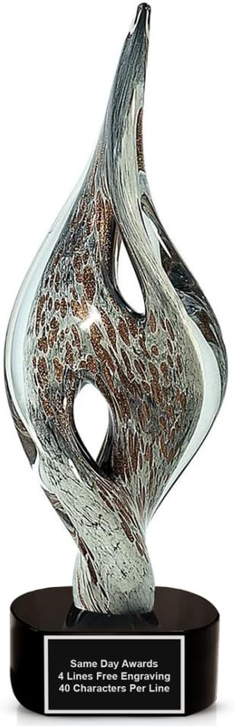Hand-Blown Art Glass Award – Custom Engraved Elegant Award for Corporate, Sports Retirement Volunteer Recognition Leadership Personal Milestones Employee Gifts