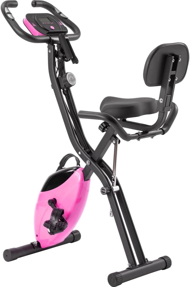 Foldable Exercise Bike with 16-Level Resistance, Upright & Recumbent Magnetic Indoor Cycling Machine for Home Workout