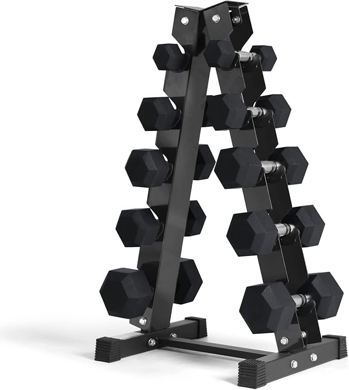 RitFit 5-300LBS Rubber Encased Hex Dumbbell Sets with Optional Rack for Home Gym, Coated Hand Weights for Strength Training, Workouts