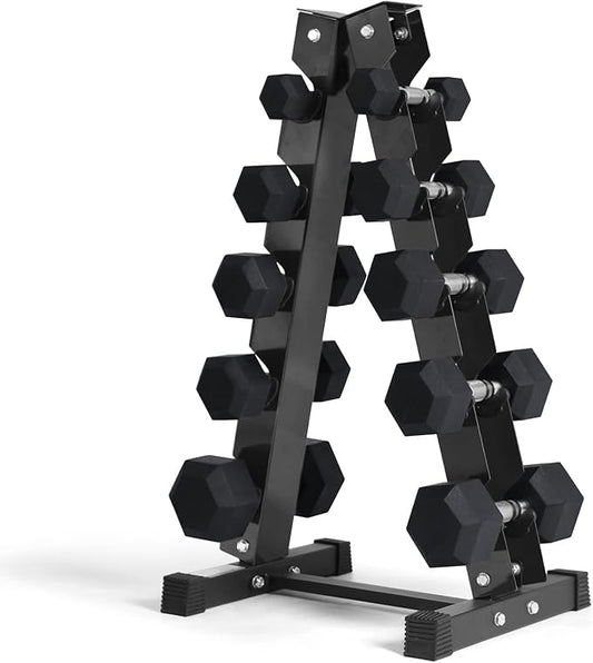 RitFit 5-300LBS Rubber Encased Hex Dumbbell Sets with Optional Rack for Home Gym, Coated Hand Weights for Strength Training, Workouts