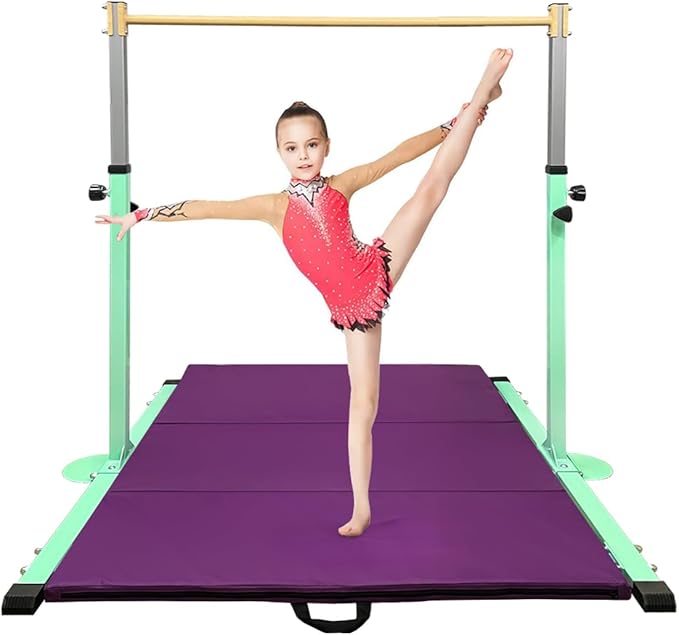 GLANT Gymnastic Kip Bar,Horizontal Bar for Kids Girls Junior,3' to 5' Adjustable Height,Home Gym Equipment,Ideal for Indoor and Home Training,1-4 Levels,300lbs Weight Capacity