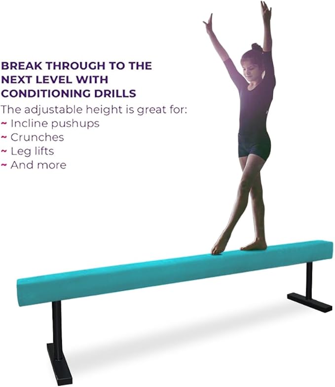8FT Adjustable&Foldable Gymnastics Balance Beam,Home Gym Equipment,Easy Assembling and Storage,No Tool Require,for Kids Children Girls Training