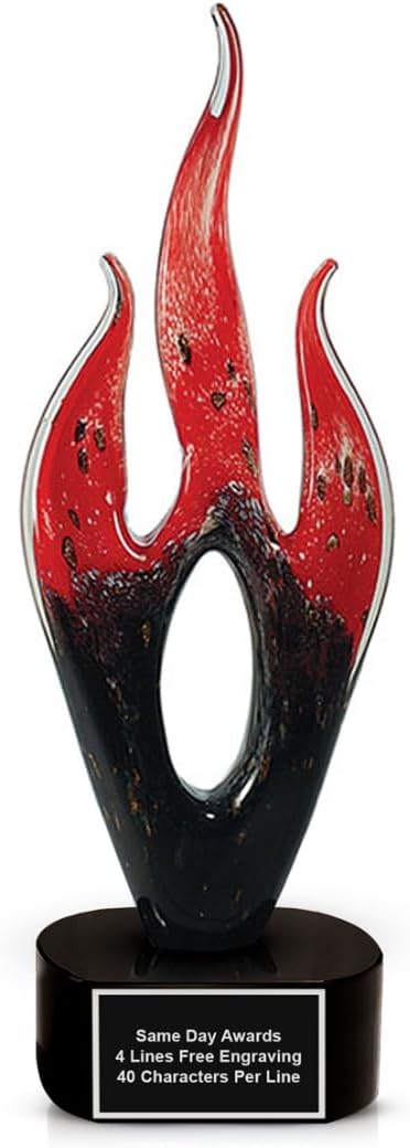 Hand-Blown Art Glass Award – Custom Engraved Elegant Award for Corporate, Sports Retirement Volunteer Recognition Leadership Personal Milestones Employee Gifts