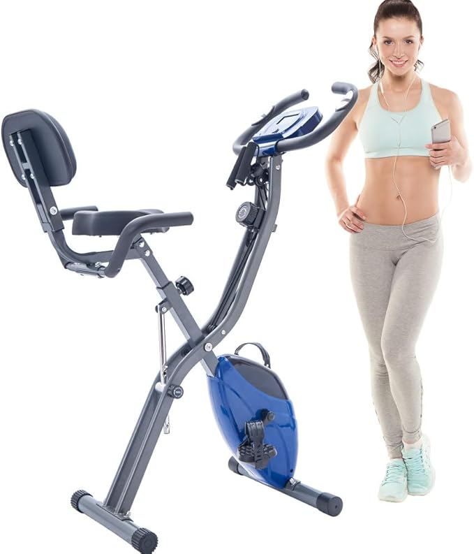 Foldable Exercise Bike with 16-Level Resistance, Upright & Recumbent Magnetic Indoor Cycling Machine for Home Workout