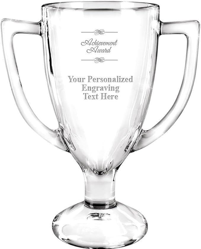 Crown Awards Glass Cup Award with Your Text, 7" Custom Engraved Personalized Glass Trophy