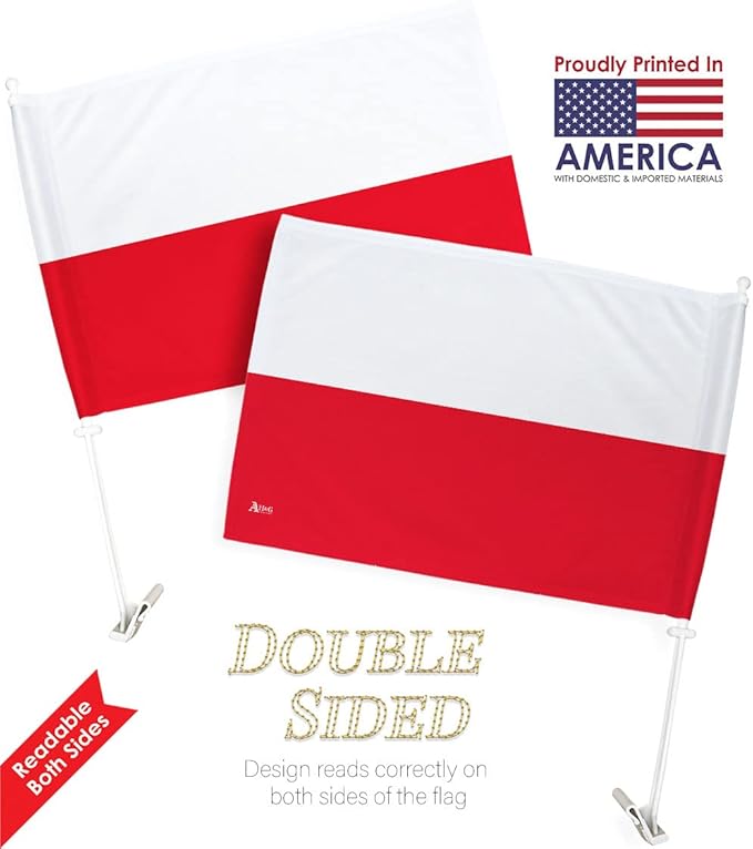 World Cup 2022 Polish Car Flag Bandera Para Carros De Poland Auto Decorations Small Banner For Window Clip Pole Accessories FIFA Sports Fans Outdoor Flags Trophy Game Football Soccer Gifts Made In USA