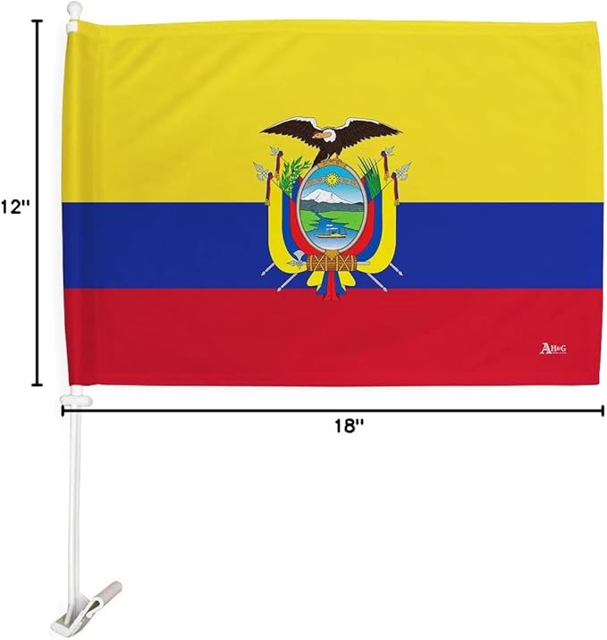 World Cup 2022 Ecuadorian Car Flag Bandera para Carros De Ecuador Auto Decorations Small Banner for Window Clip Pole Accessories FIFA Sports Fans Outdoor Flags Game Football Soccer Gifts Made in USA