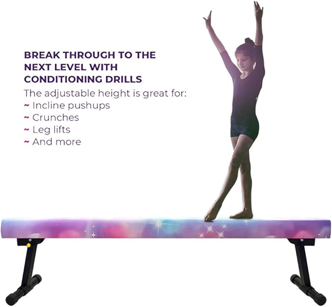 6FT Adjustable&Foldable Gymnastics Balance Beam,Home Gym Equipment,Easy Assembling and Storage,No Tool Require,for Kids Children Girls Training Ages 3-12