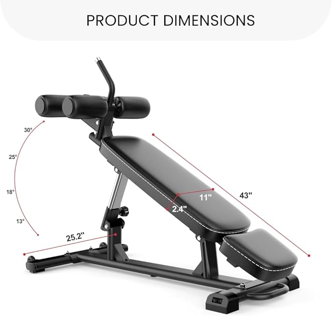 Finer Form Semi-Commercial Decline Sit Up and Flat Weight Bench. Adjustable Fitness Equipment and Exercise Bench for Abs, Crunches, and Strength Training. Great Workout Equipment for the Home Gym.