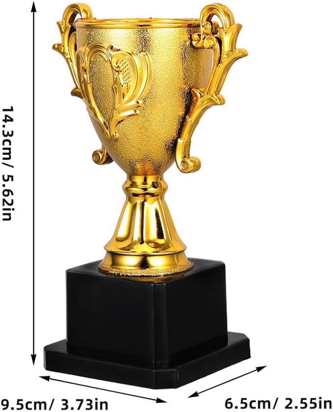 NOLITOY Small Gold Trophies for Kids, 5.6 Inch Plastic Soccer Trophy Cup for Sports Tournament, Party Favors, Competition, Recognition, Achievement, Awards or Prizes