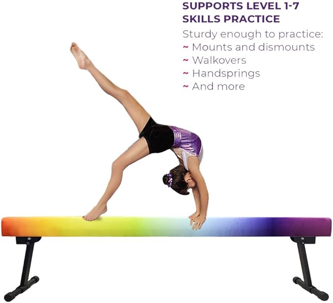 YANGG 6FT/8FT Gymnastic Balance Beam,Adjustable High and Low Level Floor Beam - Highly Stable - Gym Practice Training Equipment for Kids Children Girls Home
