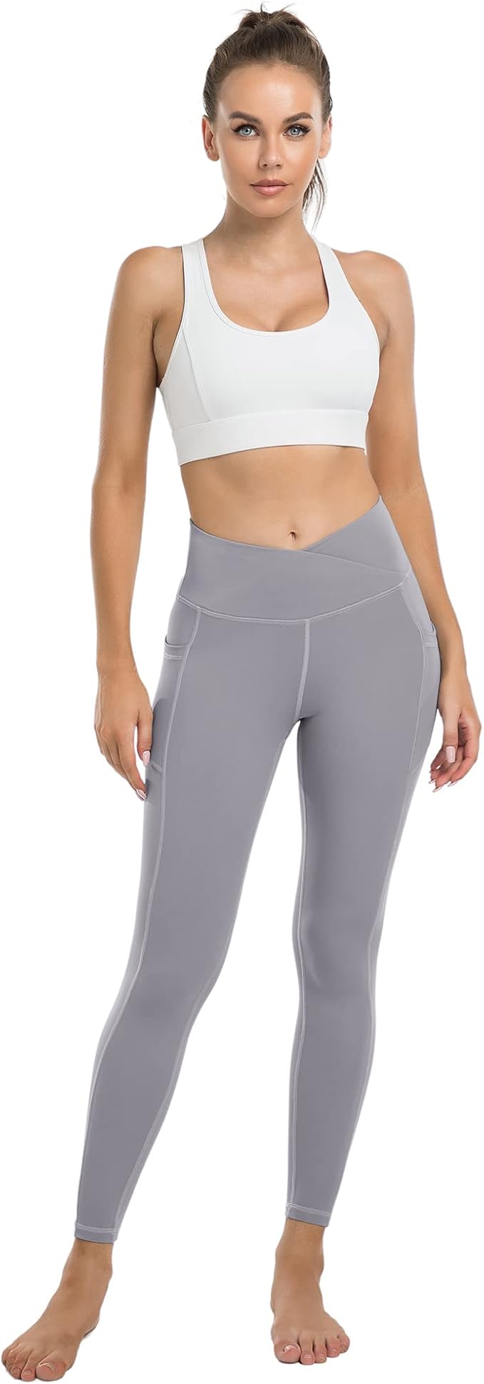 4 Pack Leggings with Pockets for Women,High Waist Tummy Control Workout Yoga Pants