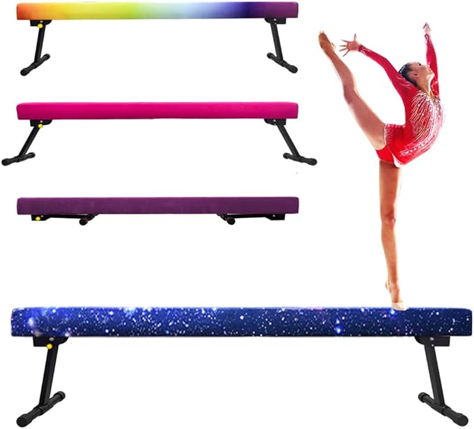 8FT Adjustable&Foldable Gymnastics Balance Beam,Home Gym Equipment,Easy Assembling and Storage,No Tool Require,for Kids Children Girls Training