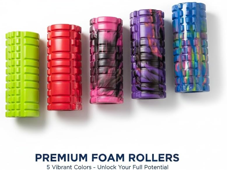 High-Density Foam Roller for Muscle Recovery, Deep Tissue Massage & Physical Therapy – Improves Mobility, Relieves Soreness, Ideal for Athletes & Fitness Training (18 Inch) (Blue)