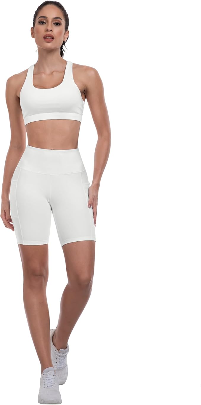 ATHVOTAR Biker Shorts Women with Pockets - 3"/5"/8" High Waisted Workout Spandex Tummy Control Gym Running Yoga Shorts