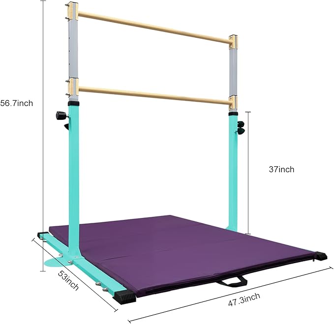 GLANT Gymnastic Kip Bar,Horizontal Bar for Kids Girls Junior,3' to 5' Adjustable Height,Home Gym Equipment,Ideal for Indoor and Home Training,1-4 Levels,300lbs Weight Capacity