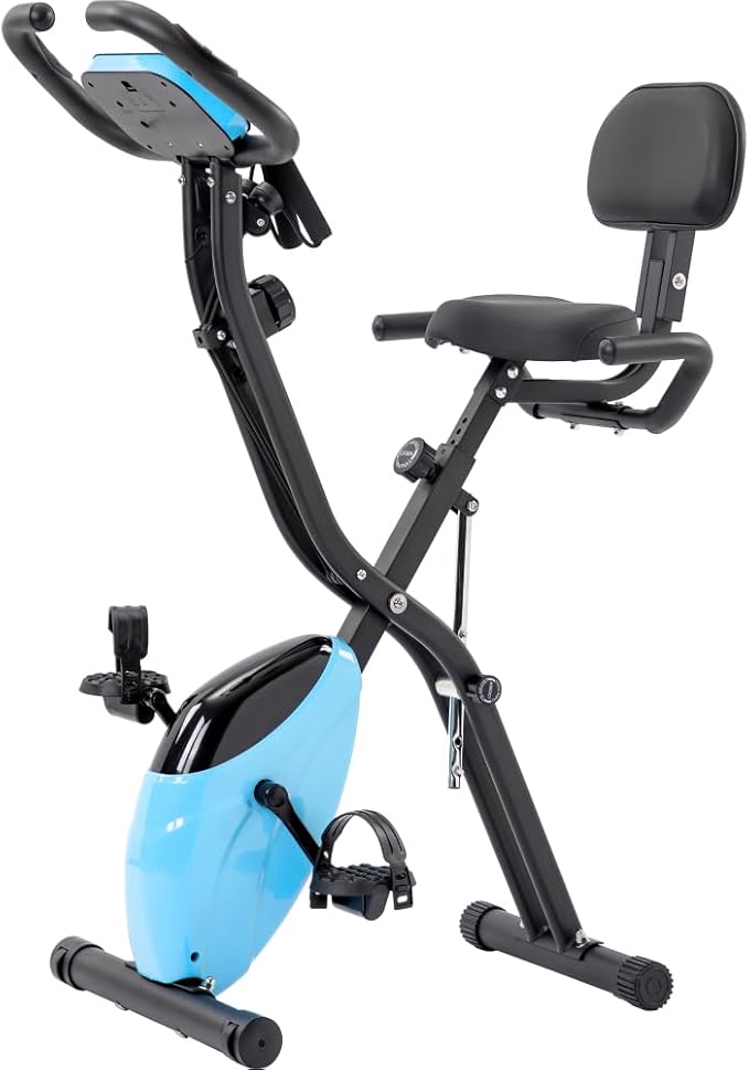 Foldable Exercise Bike with 16-Level Resistance, Upright & Recumbent Magnetic Indoor Cycling Machine for Home Workout