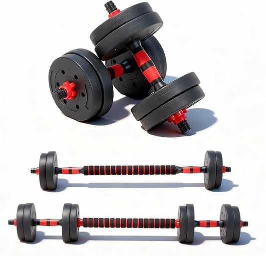 OLIXIS Adjustable Dumbbell Set, 4 IN 1 Changeable Dumbbells, Barbell, Kettlebells and Push Up Stand, Multi-Functional Exercise and Fitness for Home Gym