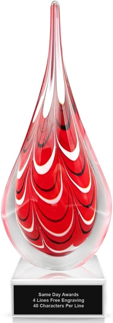 Hand-Blown Art Glass Award – Custom Engraved Elegant Award for Corporate, Sports Retirement Volunteer Recognition Leadership Personal Milestones Employee Gifts