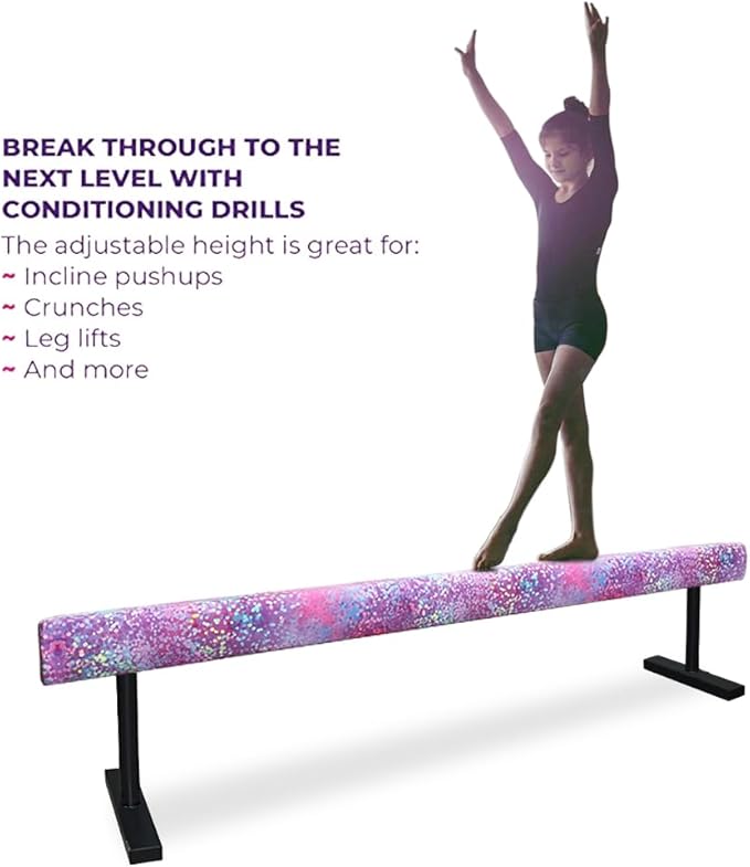 8FT Adjustable&Foldable Gymnastics Balance Beam,Home Gym Equipment,Easy Assembling and Storage,No Tool Require,for Kids Children Girls Training