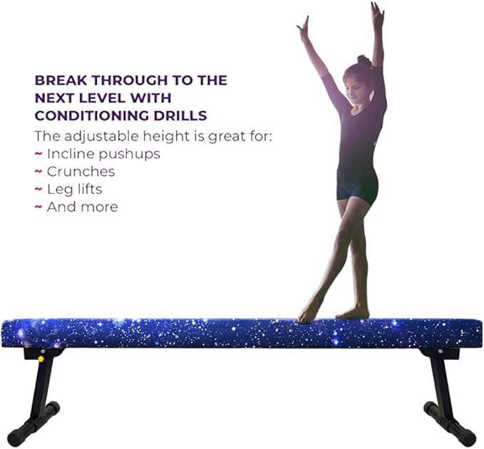 8FT Adjustable&Foldable Gymnastics Balance Beam,Home Gym Equipment,Easy Assembling and Storage,No Tool Require,for Kids Children Girls Training