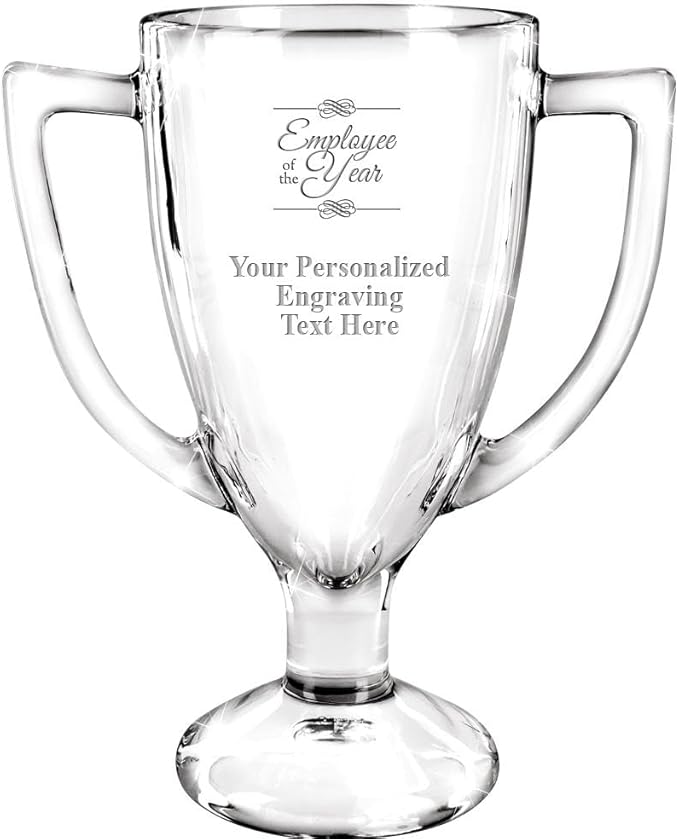 Crown Awards Glass Cup Award with Your Text, 7" Custom Engraved Personalized Glass Trophy