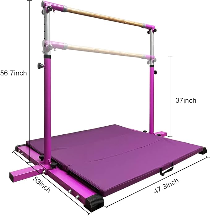GLANT Gymnastic Kip Bar,Horizontal Bar for Kids Girls Junior,3' to 5' Adjustable Height,Home Gym Equipment,Ideal for Indoor and Home Training,1-4 Levels,300lbs Weight Capacity