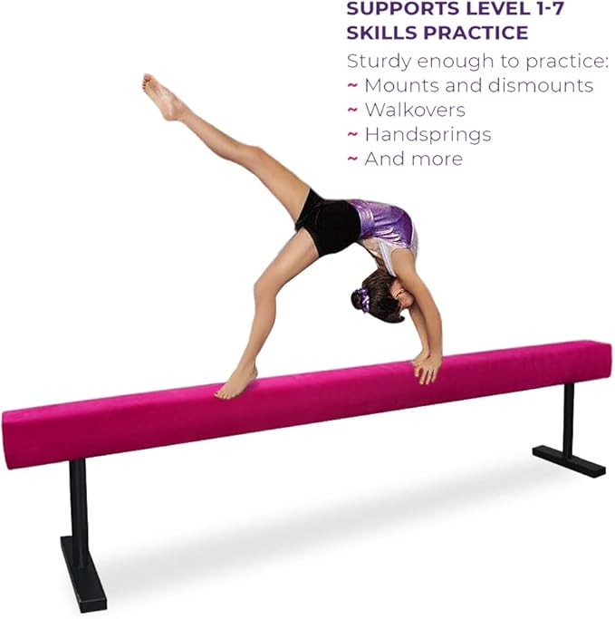 8FT Adjustable&Foldable Gymnastics Balance Beam,Home Gym Equipment,Easy Assembling and Storage,No Tool Require,for Kids Children Girls Training