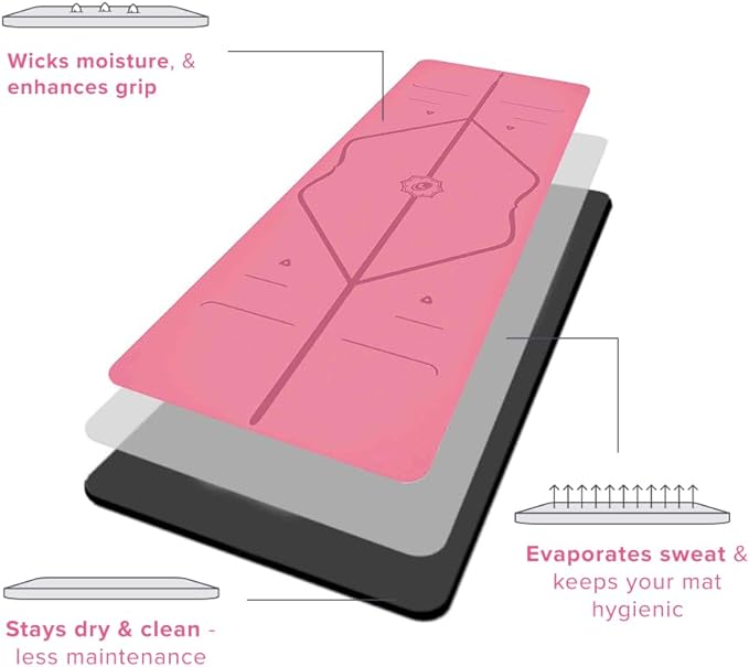 Liforme Travel Yoga mat – Patented Alignment System, Warrior-Like Grip, Non-Slip, Eco-Friendly, Ultra-Lightweight and Sweat Resistant, Made with Natural Rubber