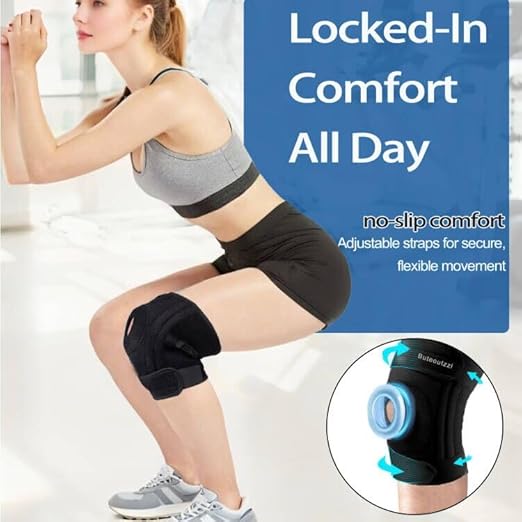 Knee Brace for Men Women with Side Stabilizers & Patella Gel Pad,Non Slip Adjustable Knee Compression Support for Pain Relief,Meniscus Tear,ACL,Arthritis,Injury Recovery,Running