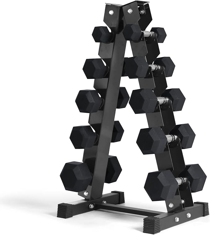 RITFIT 650/550/450/350/300/310/260/210/200/180/150/100 LB Rubber Hex Dumbbells Set with Optional Dumbbell Rack, Multi Weight Set to Choose, Ideal for Home Gym and Fitness