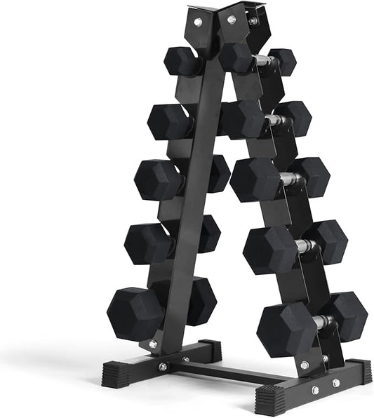 RITFIT 650/550/450/350/300/310/260/210/200/180/150/100 LB Rubber Hex Dumbbells Set with Optional Dumbbell Rack, Multi Weight Set to Choose, Ideal for Home Gym and Fitness