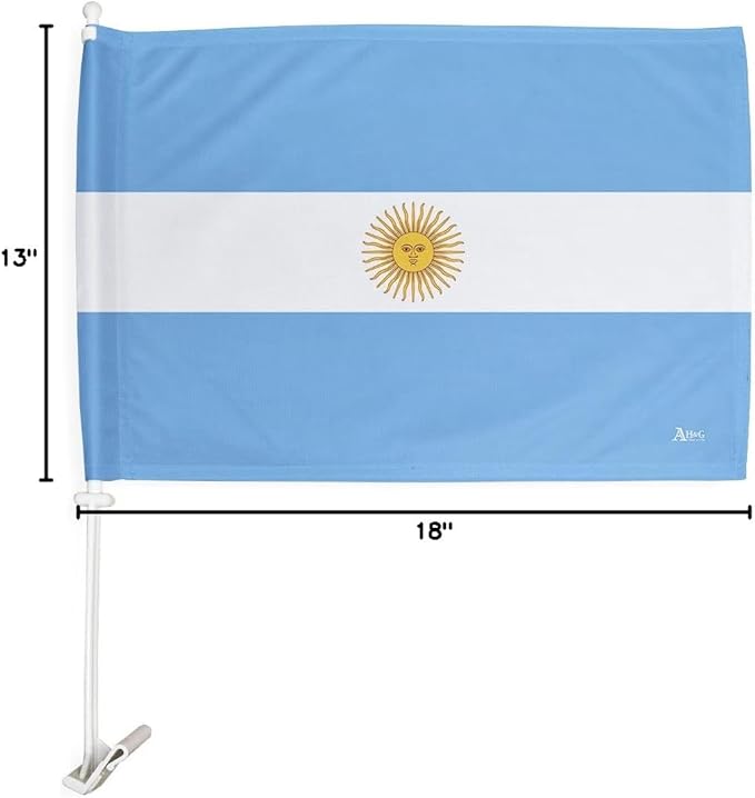 Copa America 2024 World Cup 2026 Argentine Car Flag Bandera Para Carros De Argentina Auto Decorations Window Clip Pole Accessories FIFA Sports Fans Outdoor Football Soccer Argentinian Gift Made In USA