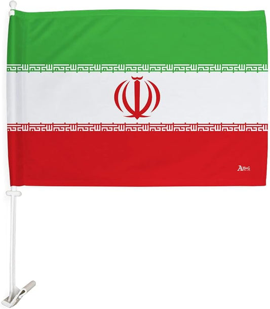 World Cup 2022 Iranian Car Flag Bandera para Carros De Iran Auto Decorations Small Banner for Window Clip Pole Accessories FIFA Sports Fans Outdoor Flags Trophy Game Football Soccer Gifts Made in USA