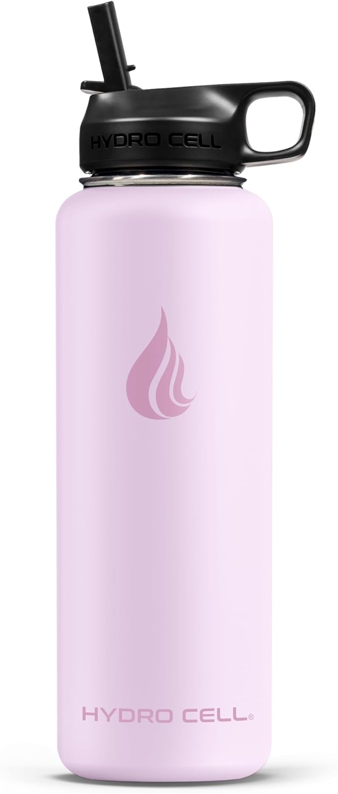 HYDRO CELL Stainless Steel Insulated Water Bottle with Straw - For Cold & Hot Drinks - Metal Vacuum Flask with Screw Cap and Modern Leakproof Sport Thermos for Adults (Pink 40oz)